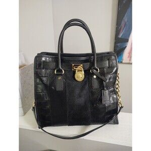 Michael Kors Fur, Snake & Croc Embossed Hamilton Satchel Handbag